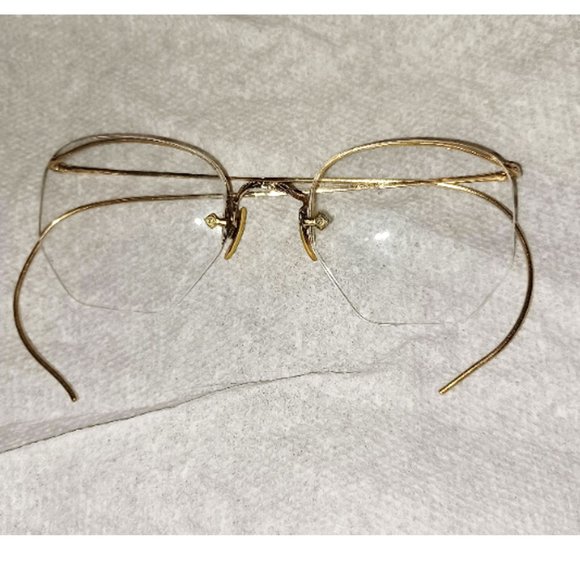Early 1900s Engraved 10K GOLD WIRE RIM READING GLASSES Rare Shape - Picture 2 of 4